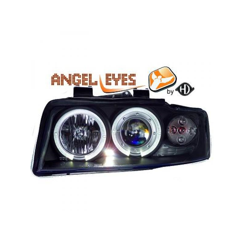 PHARES DESIGN, NOIR, RÈGL. ÉLECTR., ANNEAUX    AUDI A4,