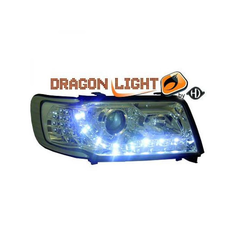 fari con LED diurni, DragonLights, chrome 100,