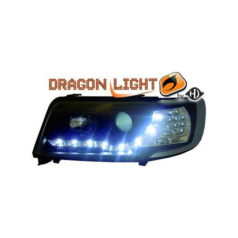 fari con LED diurni, DragonLights, nero 100,