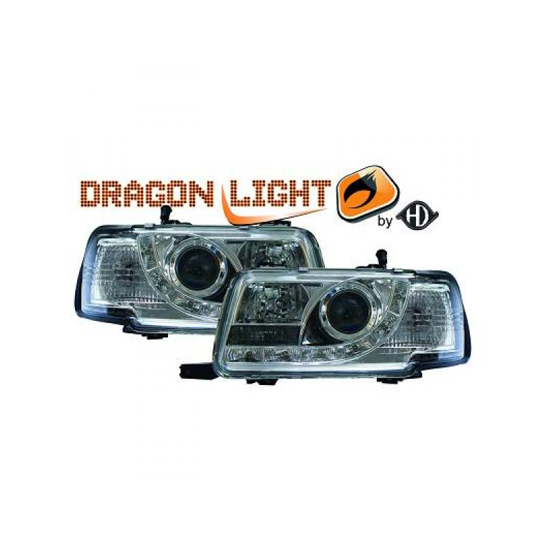 Phares avec feux diurne LED  DragonLights, cromo AUDI 80,