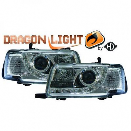 Phares avec feux diurne LED  DragonLights, cromo AUDI 80,