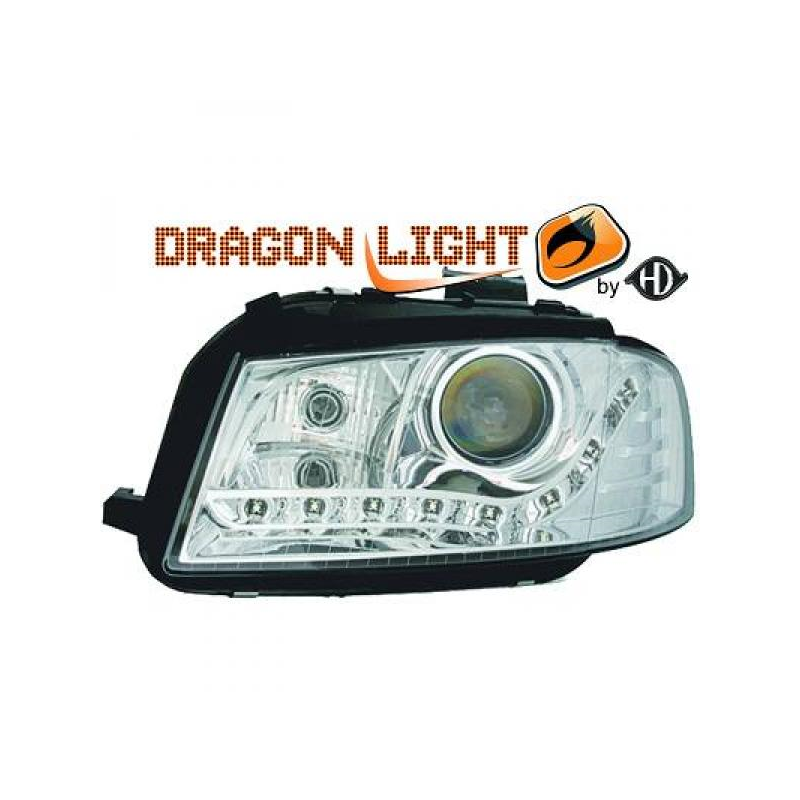 fari con LED diurni, DragonLights, chrome, corretto. fari A3,