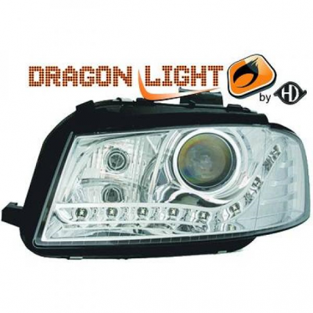 fari con LED diurni, DragonLights, chrome, corretto. fari A3, fari con LED diurni, DragonLights, chrome, corretto. fari A3,
