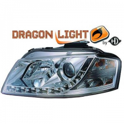 fari con LED diurni, DragonLights, chrome, A3,