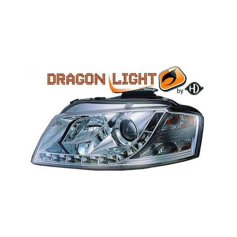 fari con LED diurni, DragonLights, chrome, A3,
