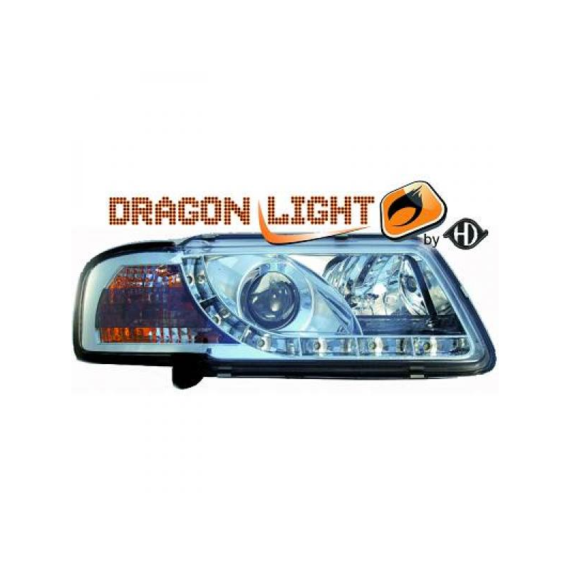 fari con LED diurni, DragonLights, cromo AUDI A3