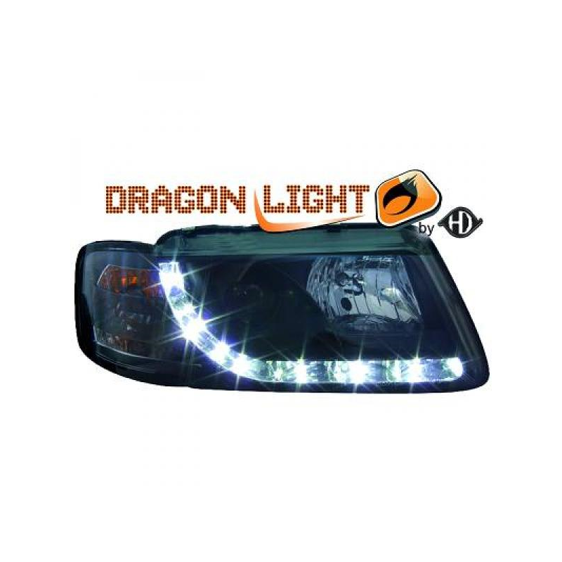 fari con LED diurni, DragonLights, nero AUDI A4