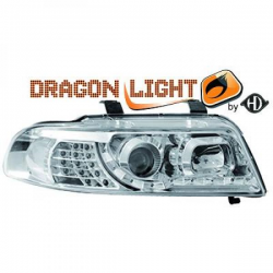 fari con LED diurni, DragonLights, cromo, AUDI A4,