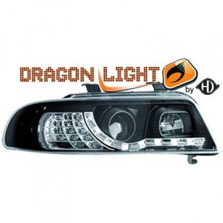 fari con LED diurni, DragonLights, nero, con un lampeggiante a LED AUDI A4, fari con LED diurni, DragonLights, nero, con un lampeggiante a LED AUDI A4,