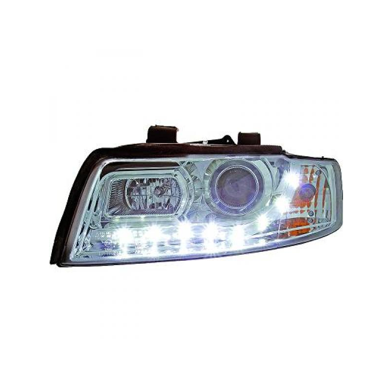 fari con LED diurni, DragonLights, cromo, AUDI A4,