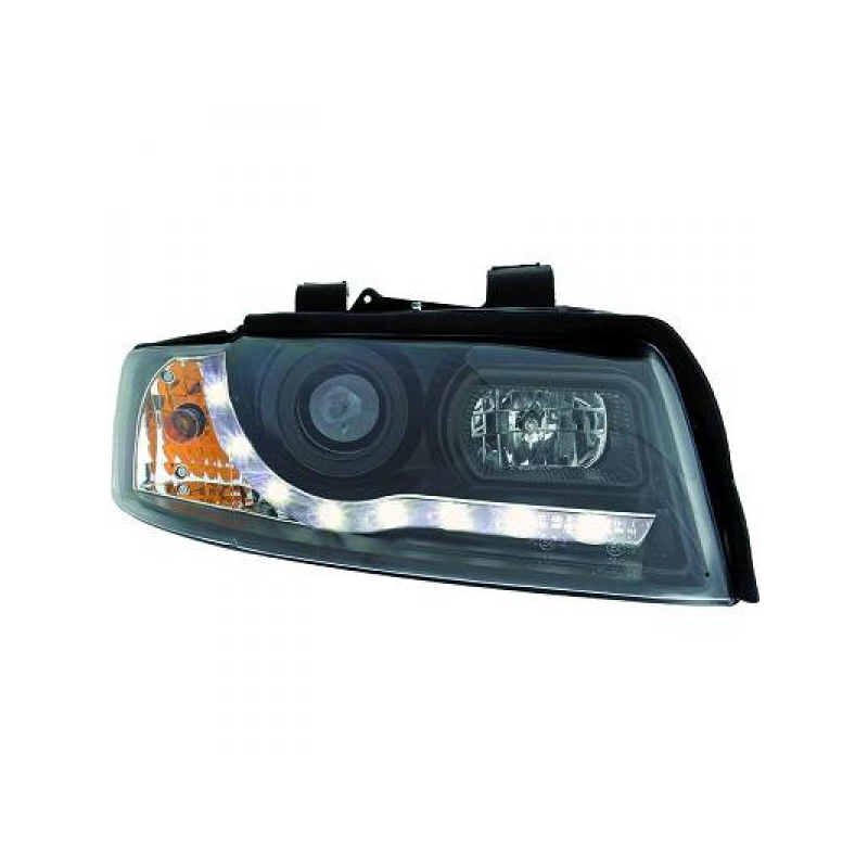 fari con LED diurni, DragonLights, nero AUDI A4, 