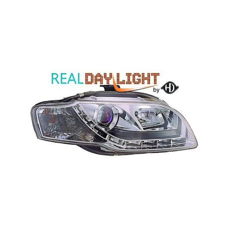 fari con LED diurni, DragonLights, cromo, AUDI A4,