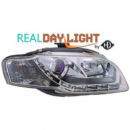 fari con LED diurni, DragonLights, cromo, AUDI A4,