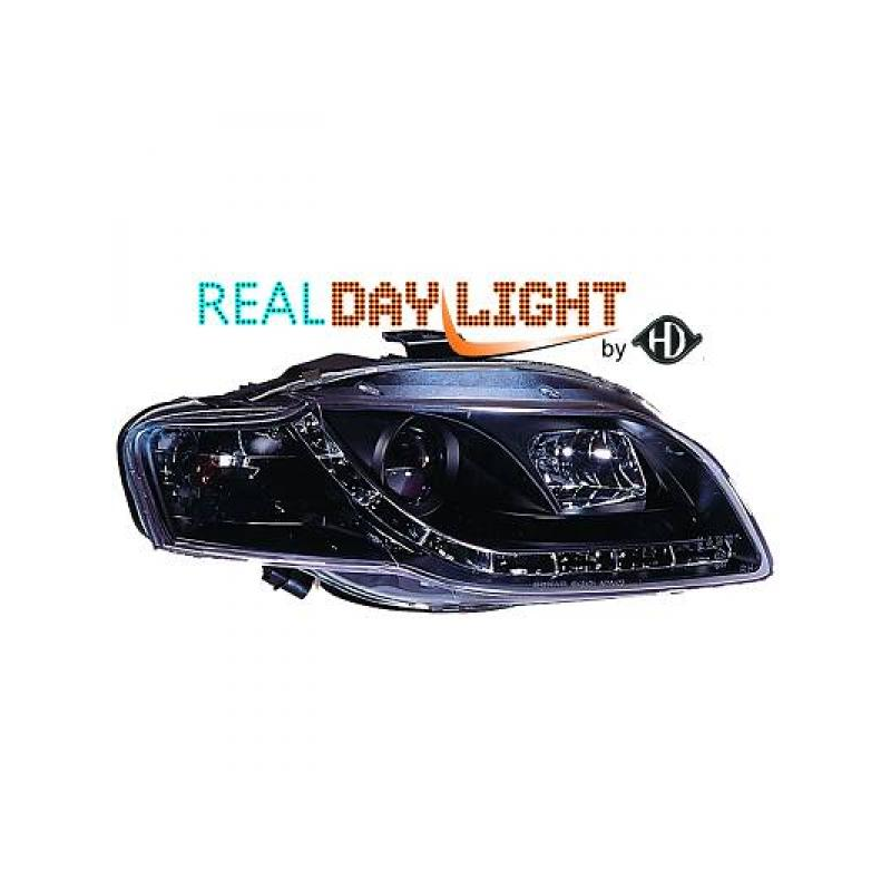 fari con LED diurni, DragonLights, nero AUDI A4, 
