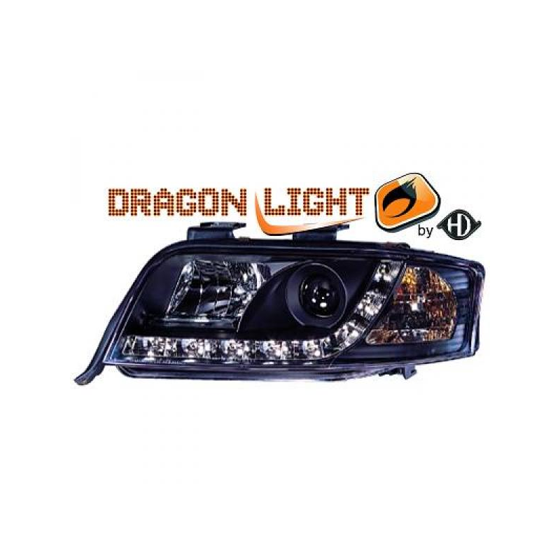 fari con LED diurni, DragonLights, nero A6,