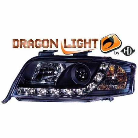 fari con LED diurni, DragonLights, nero A6, fari con LED diurni, DragonLights, nero A6,