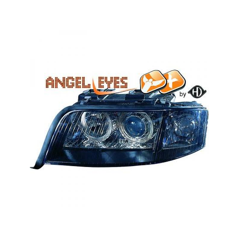 PHARES DESIGN XENON, NOIR, D2S+H7, ANNEAUX     A6, 