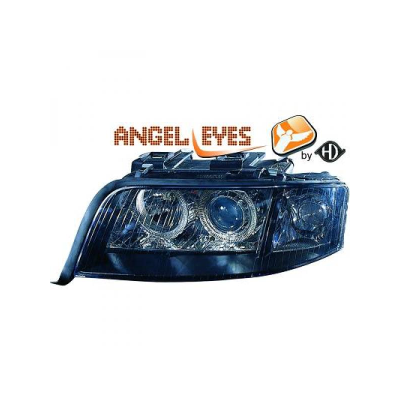 PHARES DESIGN, NOIR, H7+H7, RÈGL. ÉLECTR., ANNEAUX       A6,  