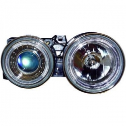 PHARES DESIGN, CHROME, H1/H1, RÉGL. ÉLECTR., ANNEAUX        BMW E30,