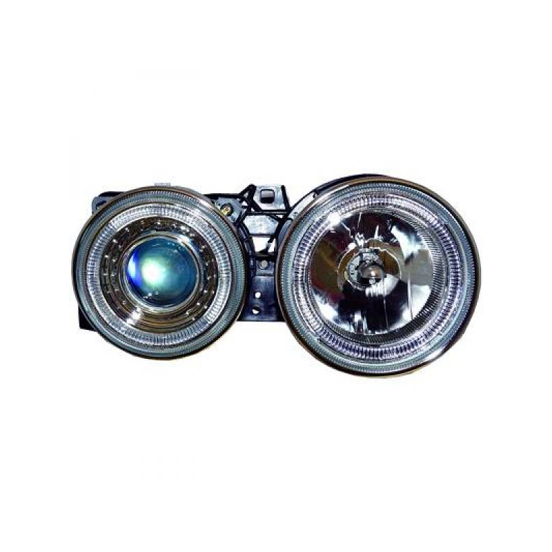 PHARES DESIGN, CHROME, H1/H1, RÉGL. ÉLECTR., ANNEAUX        BMW E30,