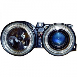 PHARES DESIGN, NOIR, H1/H1, RÉGL. ÉLECTR., ANNEAUX        BMW E30,
