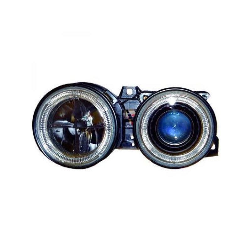 PHARES DESIGN, NOIR, H1/H1, RÉGL. ÉLECTR., ANNEAUX        BMW E30,