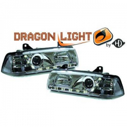 fari con LED diurni, DragonLights, cromo BMW E36 Berlina /TOURING