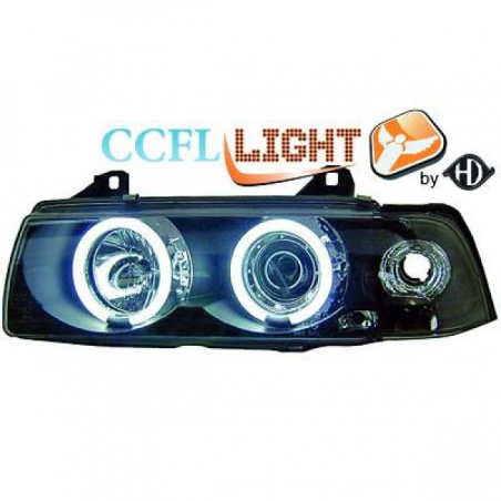 PHARES DESIGN ANGEL EYES, CCFL COOL LIGHTS, NOIR, H1/H1   BMW E36, 4-PORTES