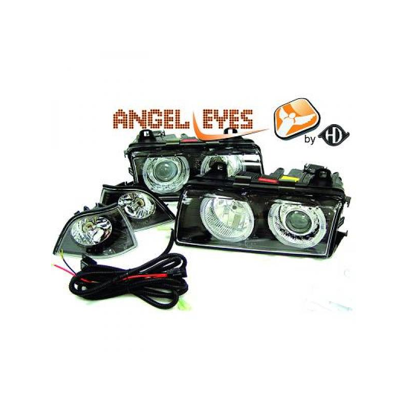 PHARES DESIGN, NOIR, H7/H7,  ANNEAUX        BMW E36,