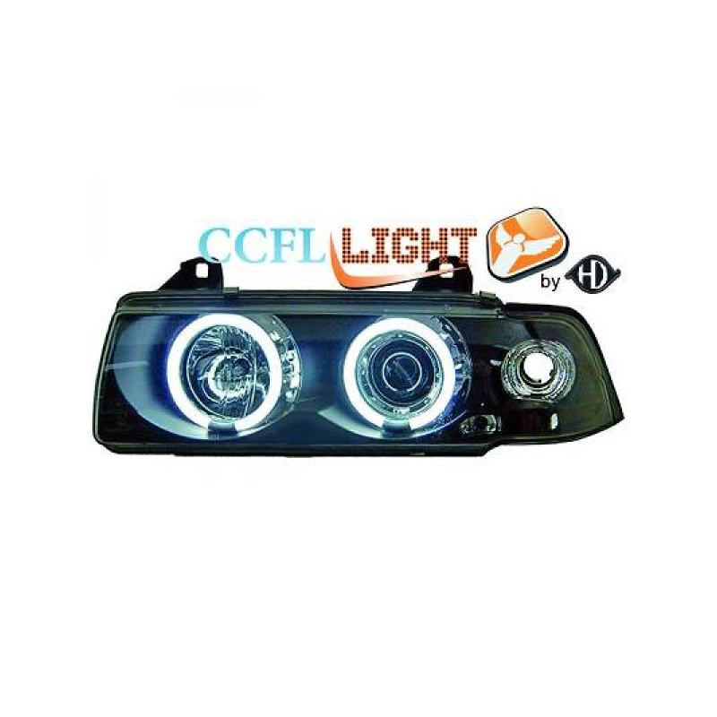 PHARES DESIGN ANGEL EYES, CCFL COOL LIGHTS, NOIR, H1/H1    BMW E36, 2-PORTES