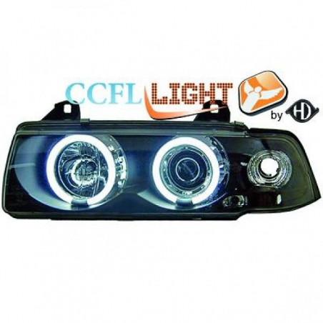 PHARES DESIGN ANGEL EYES, CCFL COOL LIGHTS, NOIR, H1/H1    BMW E36, 2-PORTES