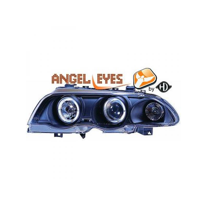 phares design, noir, avec clign., anneaux CELIS     BMW E46, 4-portes 