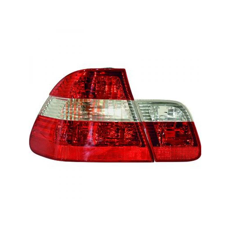 Feux arrière design rouge/blanc, look 2001, BMW E46, 4-portes