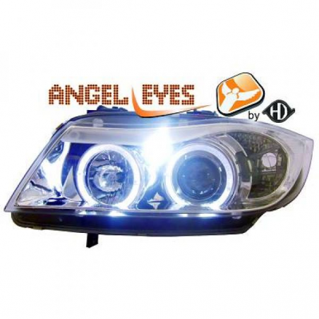 phares design, chrome, H7/H1, régl. électr., anneaux E90, phares design, chrome, H7/H1, régl. électr., anneaux E90,