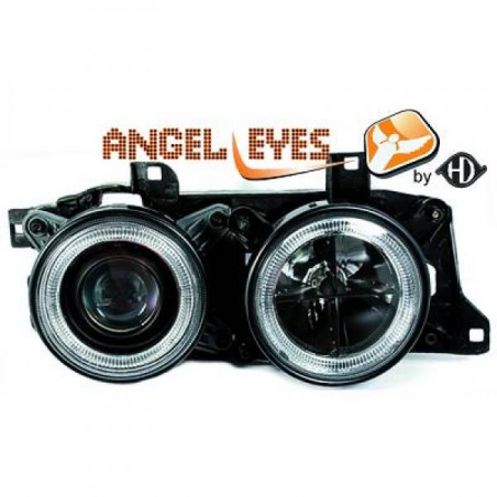 phares design, noir, H1/H1, régl. électr., anneaux E32/34, phares design, noir, H1/H1, régl. électr., anneaux E32/34,