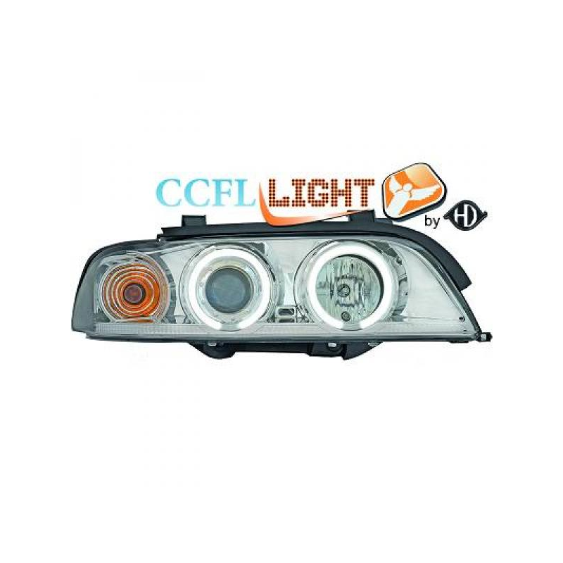 phares design angel eyes, CCFL Cool Lights, chrome, H1/H1, avec correct.   BMW E39,