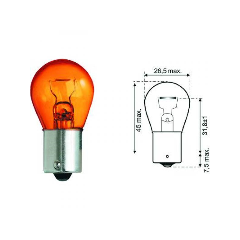 P21W 12V 21W BA15s Amber  