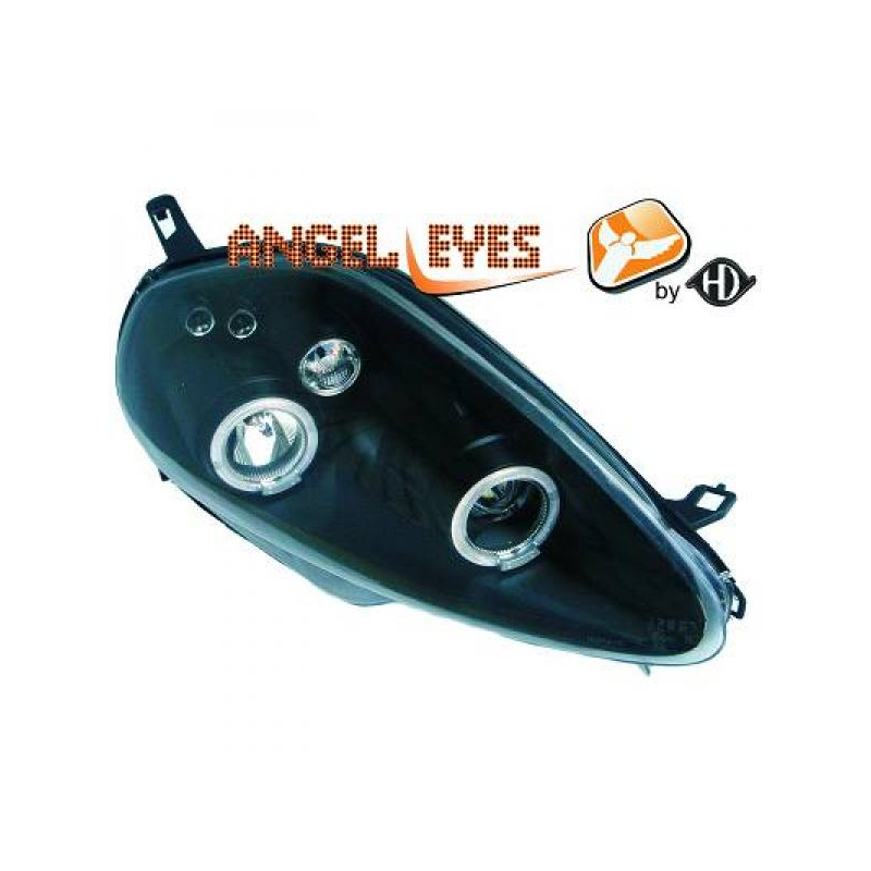 phares design, noir, H1/H1, règl. électr., anneaux      PUNTO 