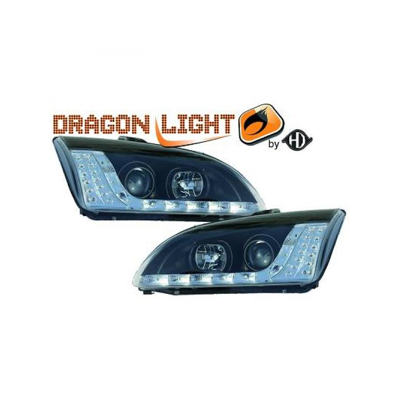 fari con LED diurni, DragonLights, nero FUOCO 