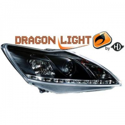 fari con LED diurni, DragonLights, nero messa a FUOCO,