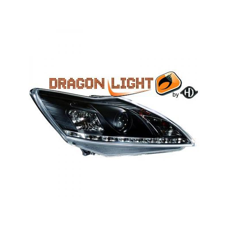 fari con LED diurni, DragonLights, nero messa a FUOCO,