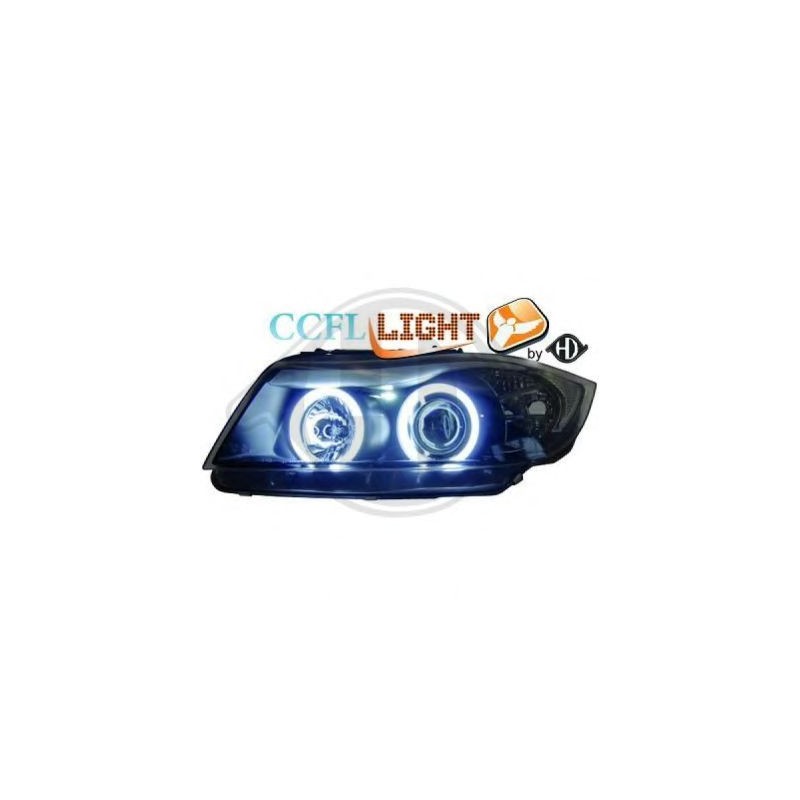  phares design angel eyes, CCFL Cool Lights, noir, H7+H1   BMW E90, 