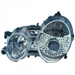 phares design, chrome, H7+H7,  règl. électr., anneaux       W208,