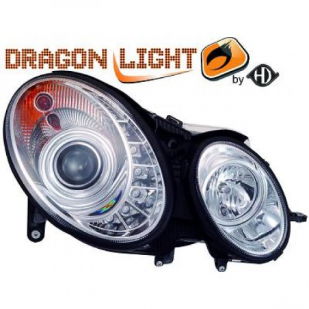 fari con LED diurni, DragonLights, chrome W211, fari con LED diurni, DragonLights, chrome W211,