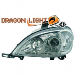 phares design, chrome, régl. éléctr., anneaux     W163