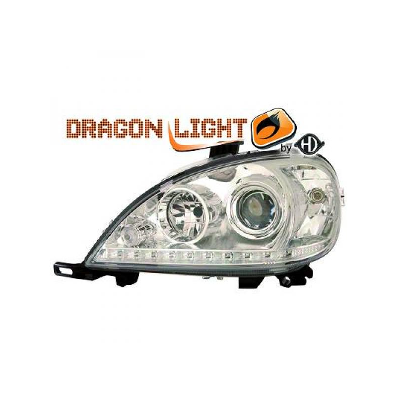 fari con LED diurni, DragonLights, chrome MERCEDES W163, 