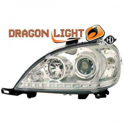 fari con LED diurni, DragonLights, chrome MERCEDES W163,