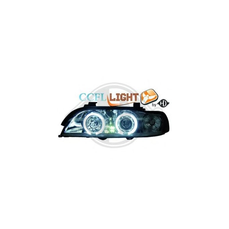  phares design angel eyes, CCFL Cool Lights, chrome, H1/H1, avec correct.   BMW E39, 