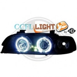 phares design angel eyes, CCFL Cool Lights, noir, H1/H1, avec correct.      BMW E39,