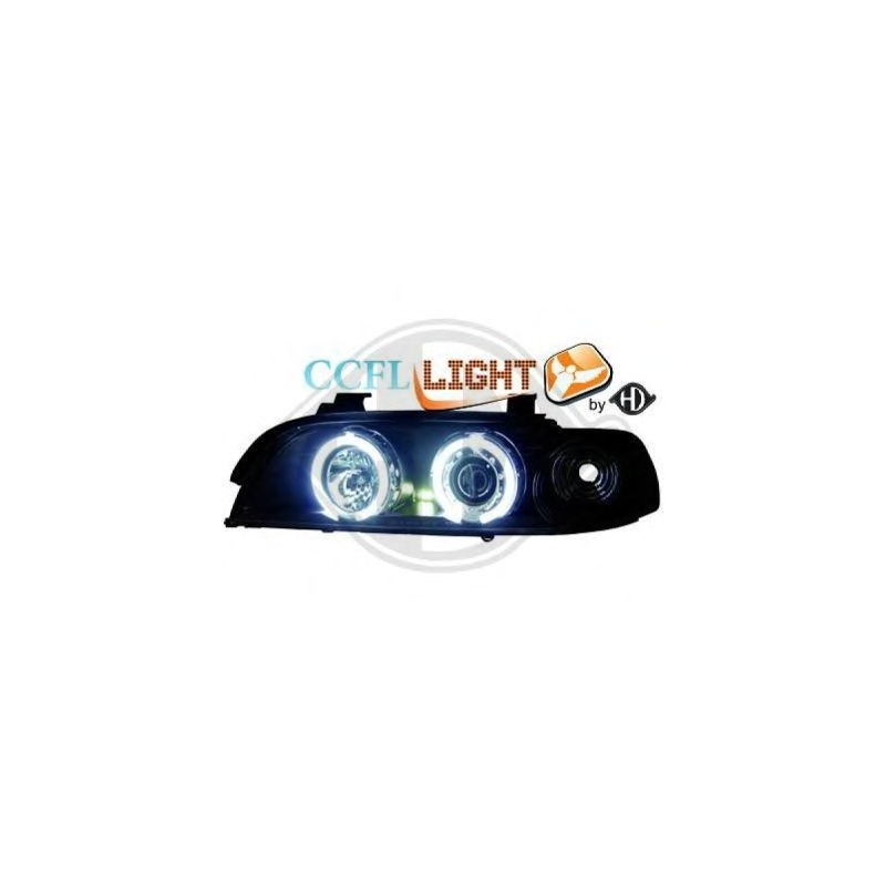 phares design angel eyes, CCFL Cool Lights, noir, H1/H1, avec correct.      BMW E39, 
